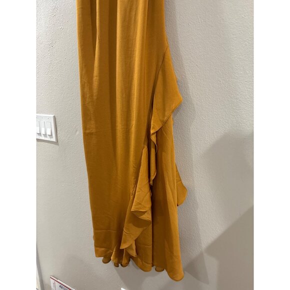 Banana Republic Dress Womens elegant RUFFLE MAXI Golden Grass size Small - Picture 5 of 9